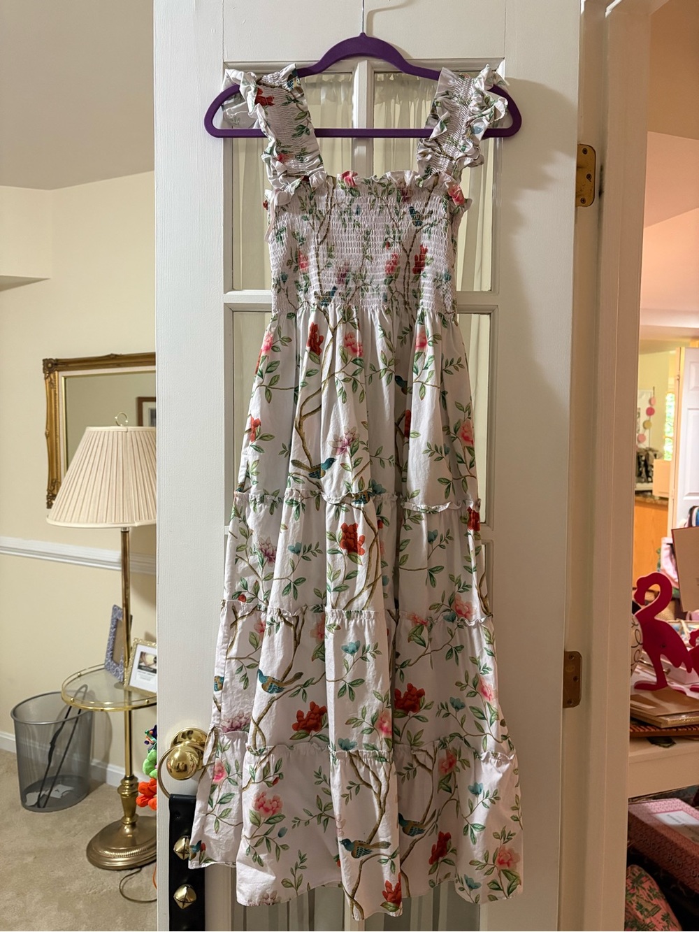 Hill House White Floral Ruffle-Strap Sundress